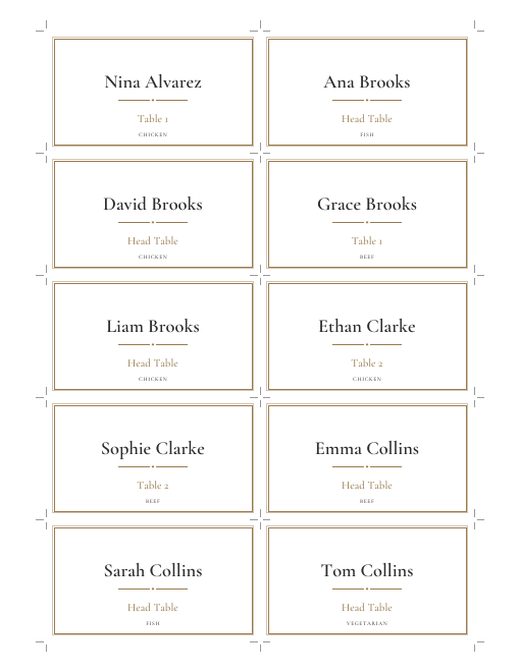 Escort cards