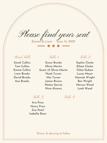 boho seating chart design