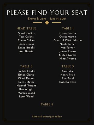 gatsby seating chart design
