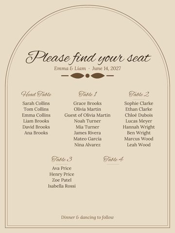 rustic seating chart design